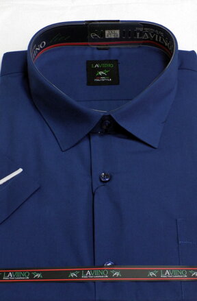 Pánská společenská košile 4xl - 5 xl - 6xl -7xl - 8xl - tmavě modrá - krátký rukáv