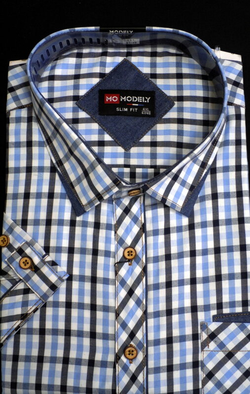 Pánská košile - 4xl - 5xl - 6xl - 7xl- 8xl - kostka modrá