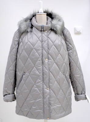 Damská zimní bunda - nadměrné velikosti - šedá