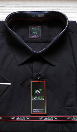 Pánská společenská košile - černá s krátkým rukávem